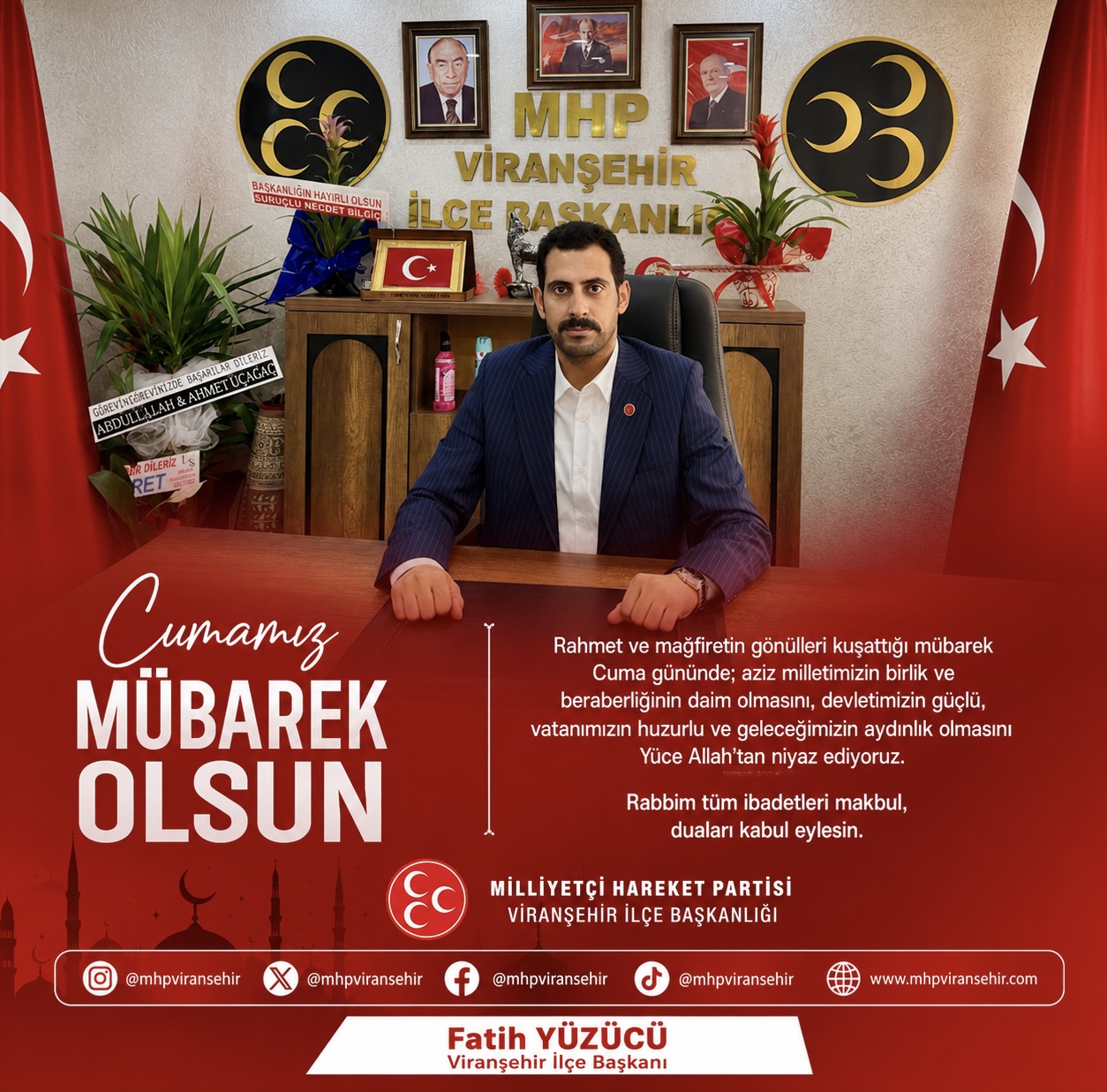 Başkanımız Fatih YÜZÜCÜ'den Cuma Mesajı: Cumamız Mübarek Olsun
